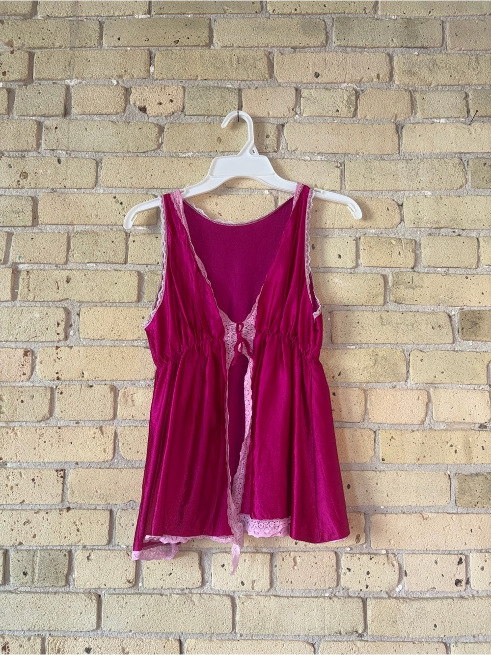 Y2K Magenta Lace-Trim Tank Top